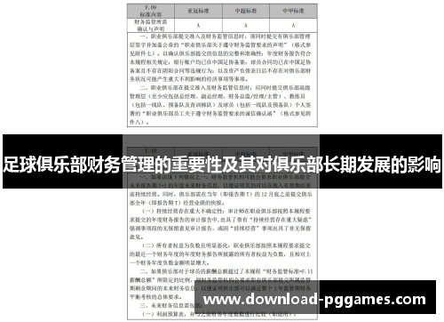 足球俱乐部财务管理的重要性及其对俱乐部长期发展的影响